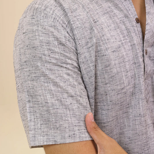 Grey Soft Linen Cotton Blend Half Sleeve Kurta