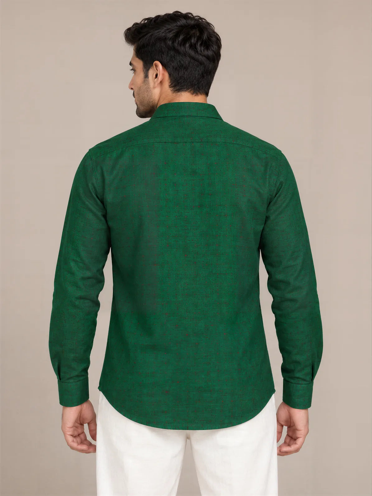 Green Dark Slub Full Sleeve Shirt