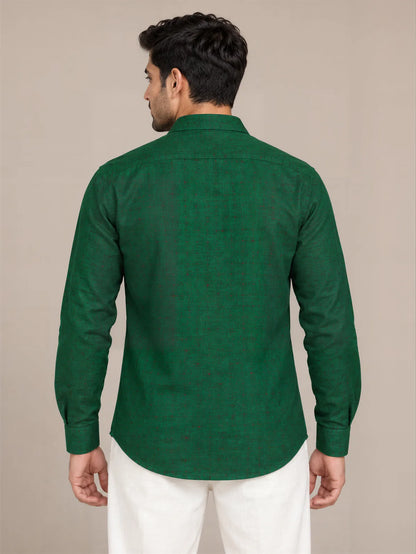 Green Dark Slub Full Sleeve Shirt