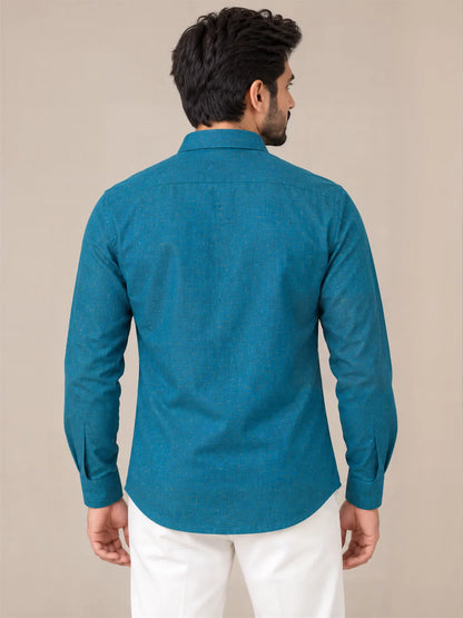 Blue Dark Slub Full Sleeve Shirt