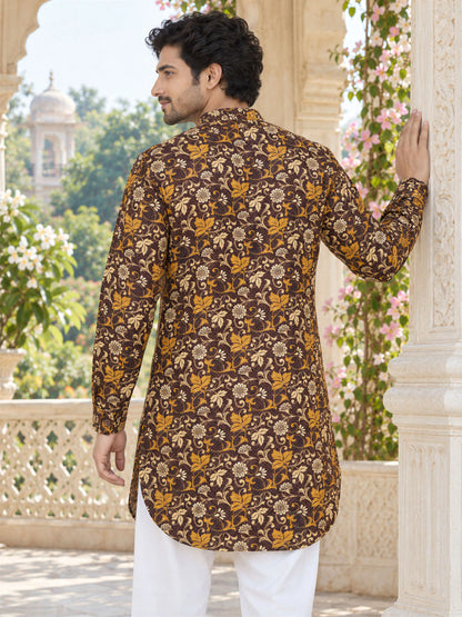 Brown Regal Printed Men's Kurta