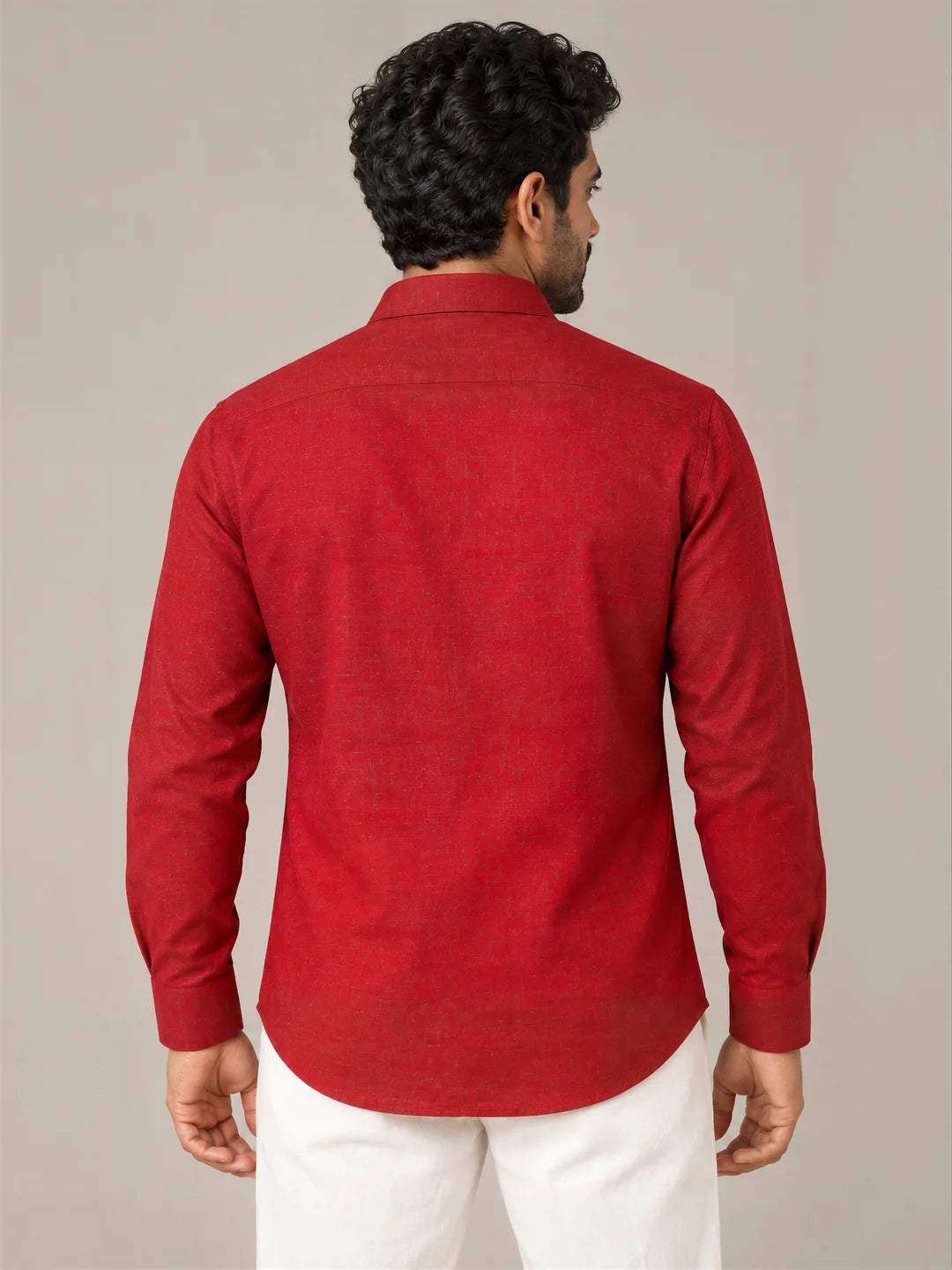 Red Dark Slub Full Sleeve Shirt