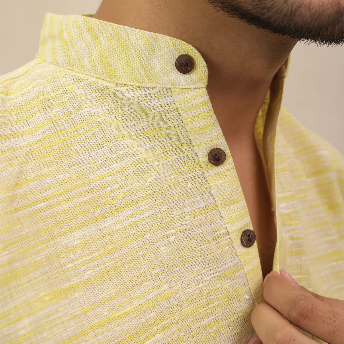 Yellow Abhilasha Pure Cotton Half Sleeve Short Kurta