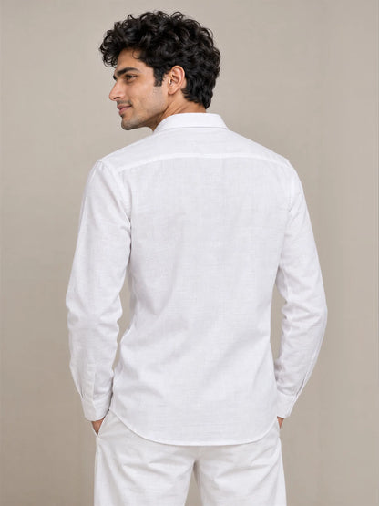 White Milky Cotton Full Sleeve Shirt
