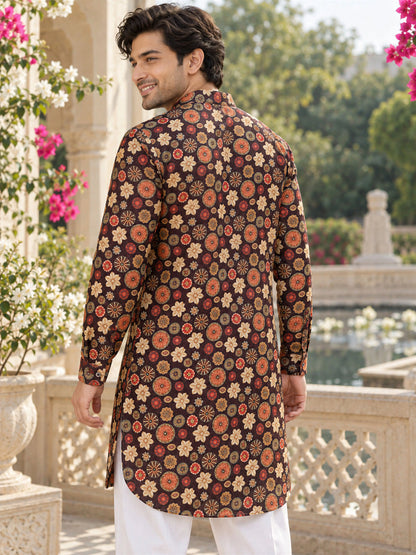 Wine Maharaja Printed Men's Kurta