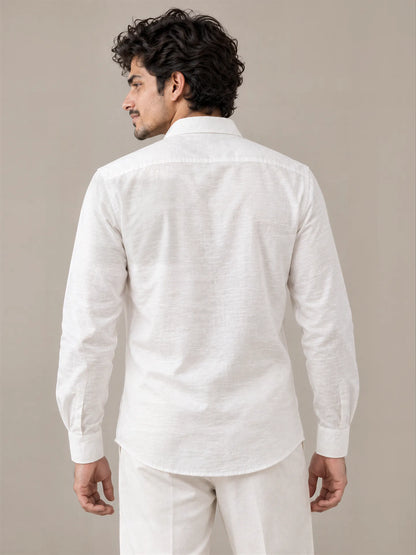 Shudh Linen White Full Sleeve Shirt