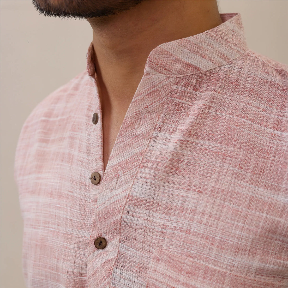 Pink Abhilasha Pure Cotton Half Sleeve Short Kurta
