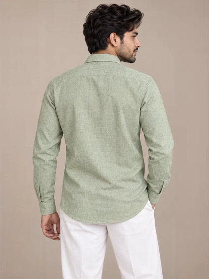 Mint Green Light Slub Full Sleeve Shirt