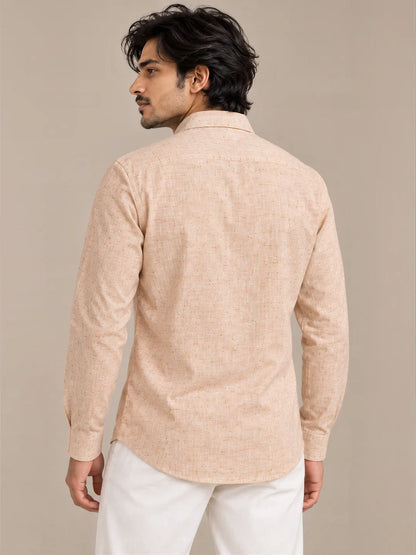 Peach Light Slub Full Sleeve Shirt