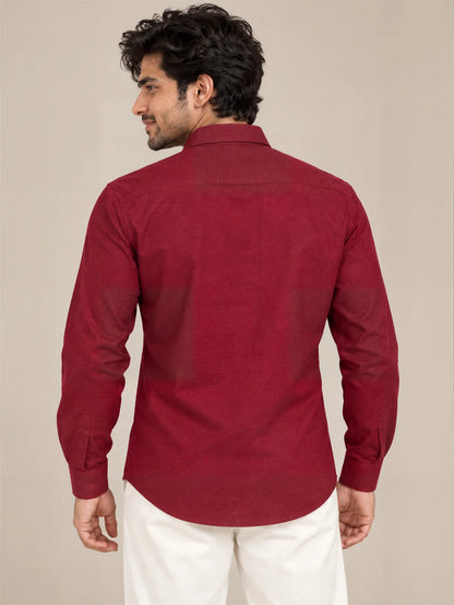 Burgundy Milky Cotton Full Sleeve Shirt