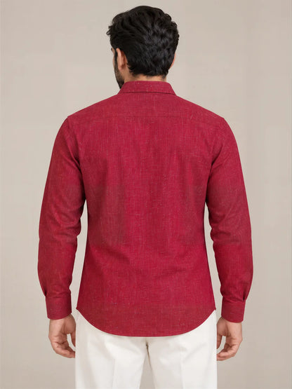 Mahroon Dark Slub Full Sleeve Shirt