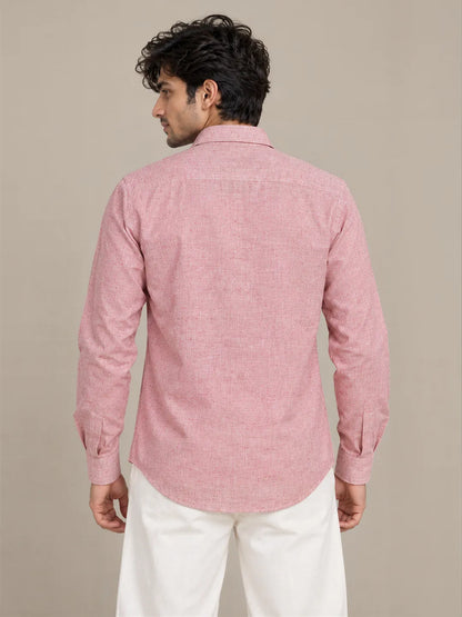 Men's Pink Light Slub Full Sleeve Shirt