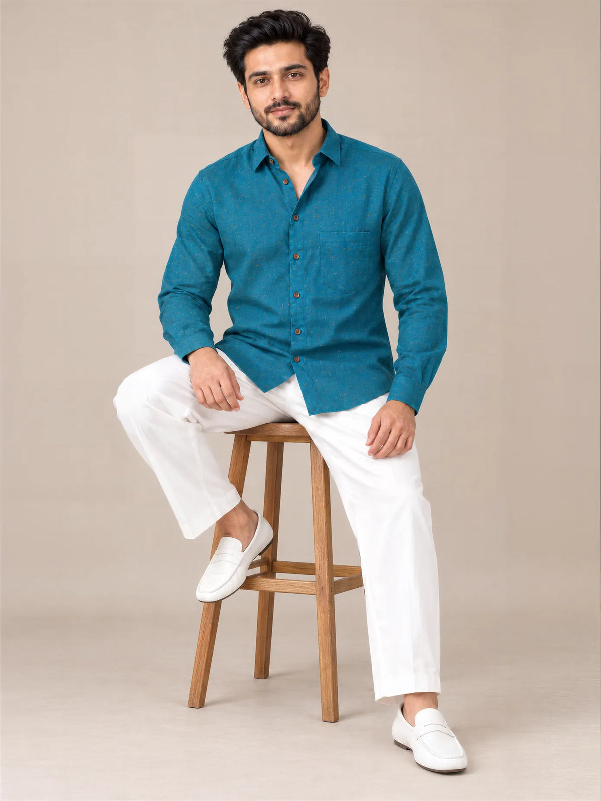 Blue Dark Slub Full Sleeve Shirt