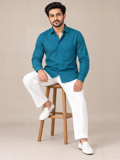 Blue Dark Slub Full Sleeve Shirt