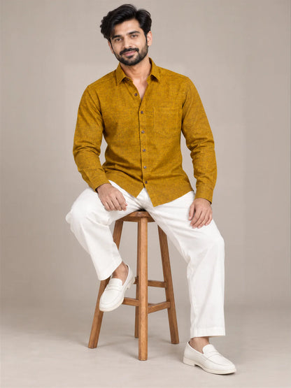 Mustard Dark Slub Full Sleeve Shirt