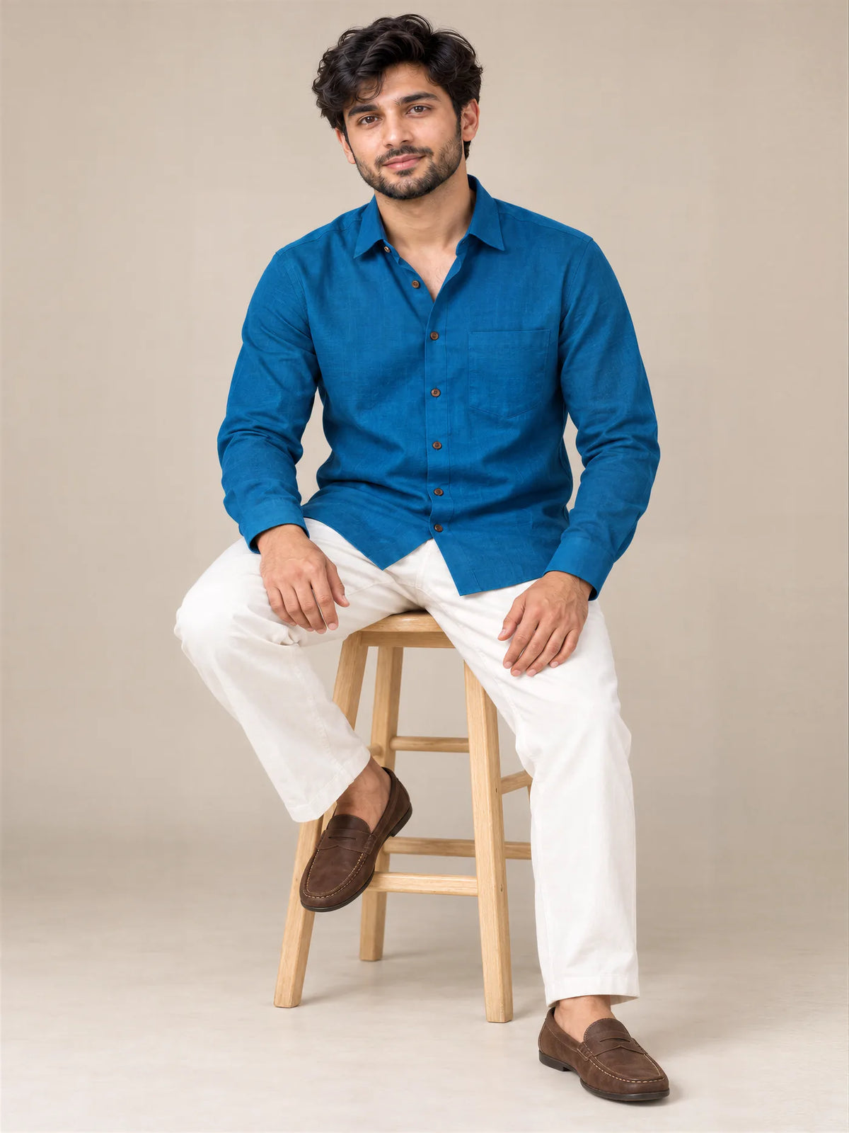 Dark Blue Milky Cotton Full Sleeve Shirt