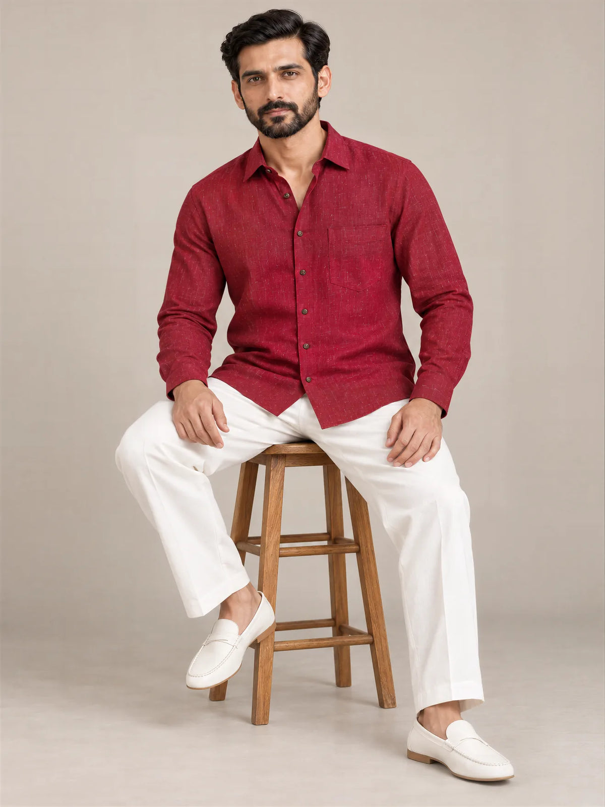 Mahroon Dark Slub Full Sleeve Shirt