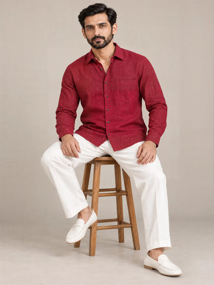 Mahroon Dark Slub Full Sleeve Shirt
