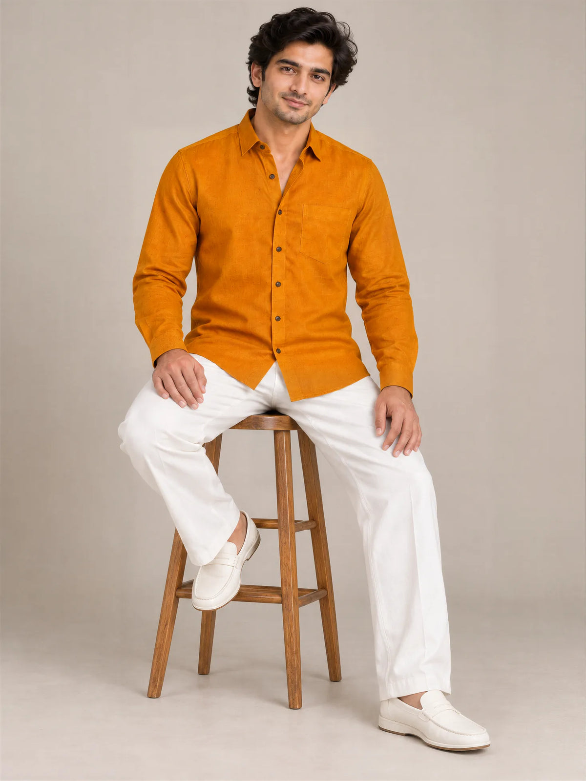 Yellow Dark Slub Full Sleeve Shirt