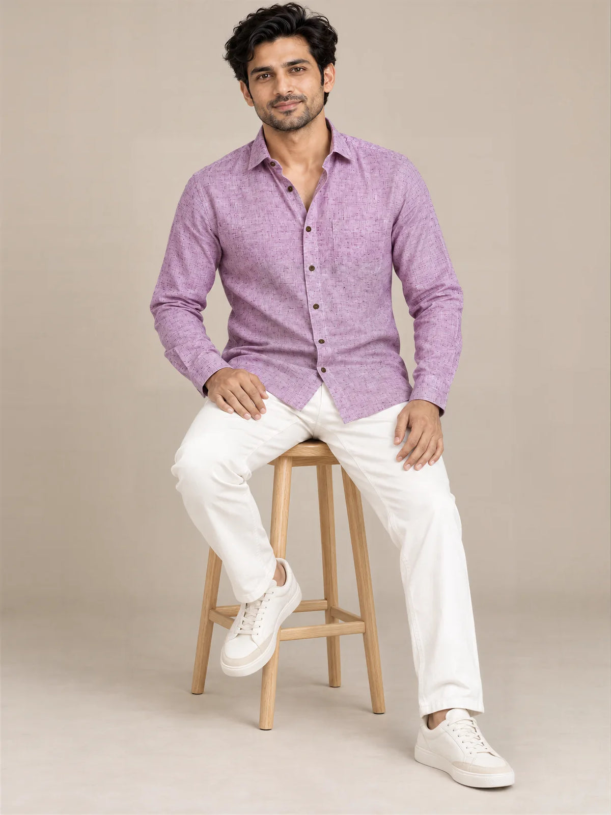 Purple Light Slub Full Sleeve Shirt
