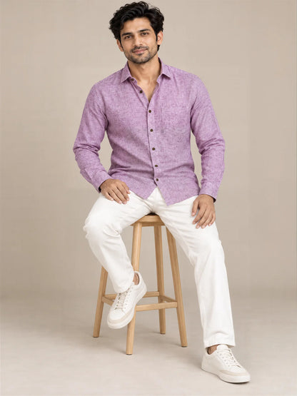 Purple Light Slub Full Sleeve Shirt