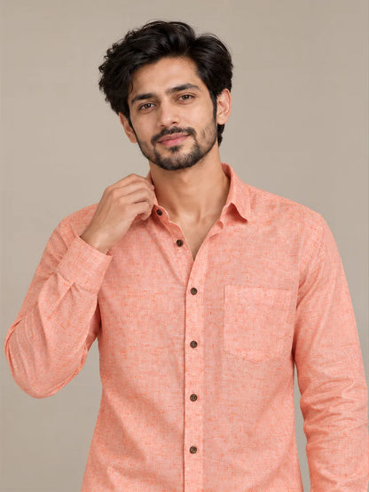 Orange Light Slub Full Sleeve Shirt