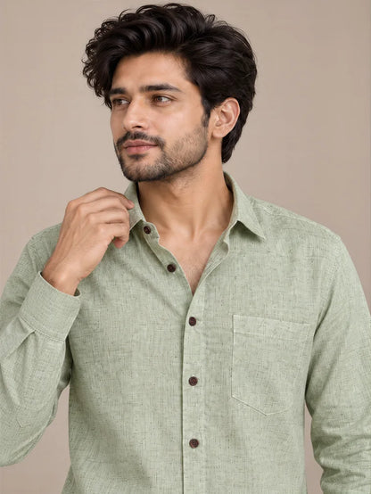 Mint Green Light Slub Full Sleeve Shirt