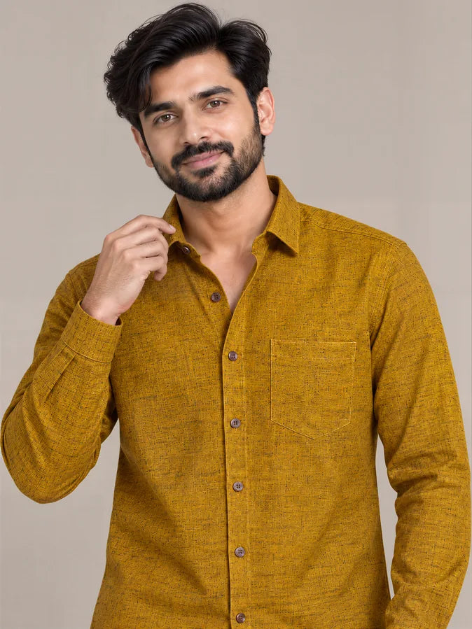 Mustard Dark Slub Full Sleeve Shirt