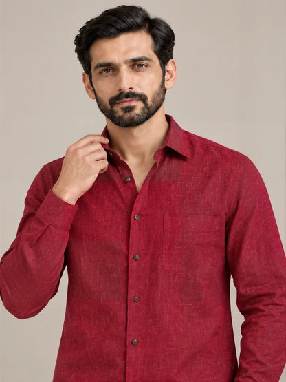 Mahroon Dark Slub Full Sleeve Shirt