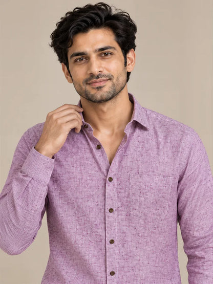 Purple Light Slub Full Sleeve Shirt