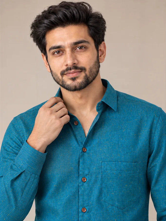 Blue Dark Slub Full Sleeve Shirt