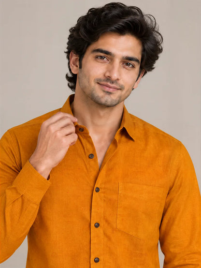 Yellow Dark Slub Full Sleeve Shirt