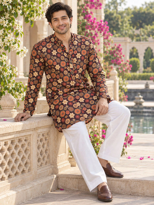 Wine Maharaja Printed Men's Kurta