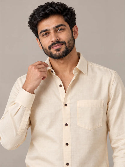 Milky Cotton Cream Full Sleeve Shirt