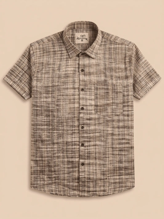 Ultra Premium Beige Line Jharna Cotton Shirt for Men