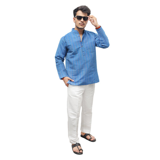 Combo Set Breeze Striped Full Sleeves Kurta Pant-Blue