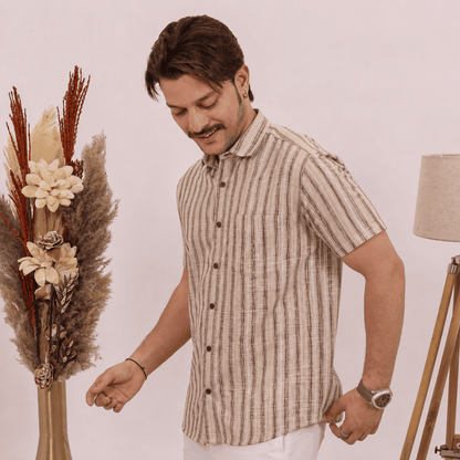 Rajwada Half Sleeves Shirt Beige
