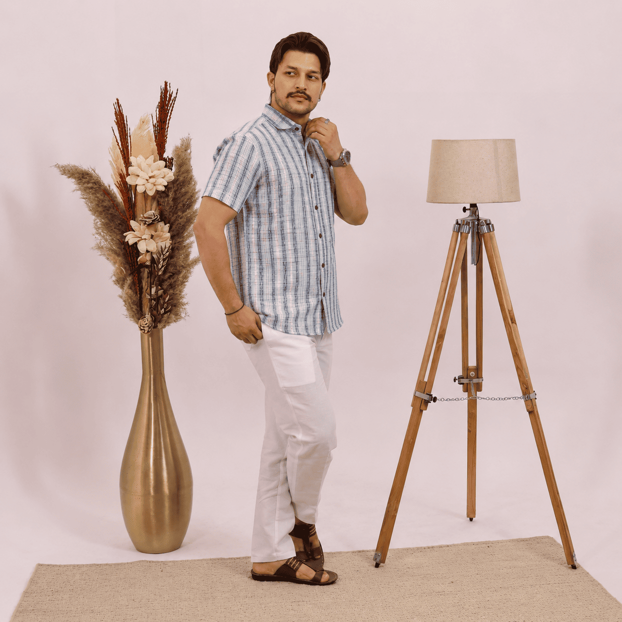 Rajwada Half Sleeves Shirt Blue