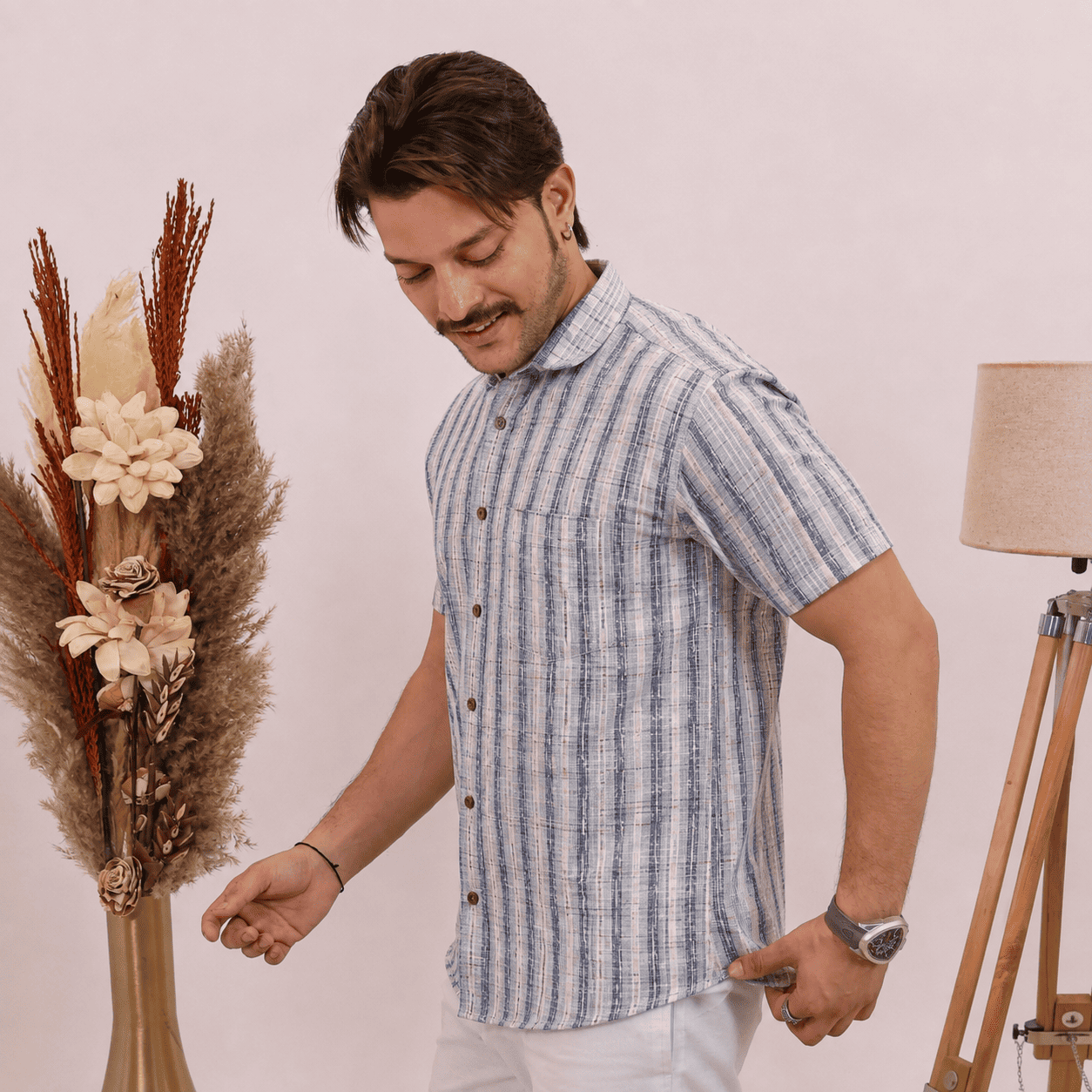 Rajwada Half Sleeves Shirt Blue