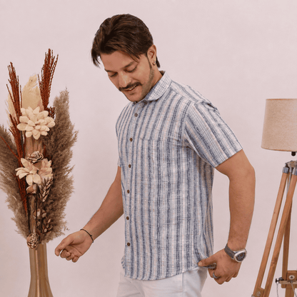 Rajwada Half Sleeves Shirt Blue