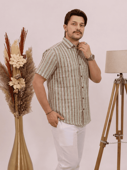 Rajwada Half Sleeves Shirt Green