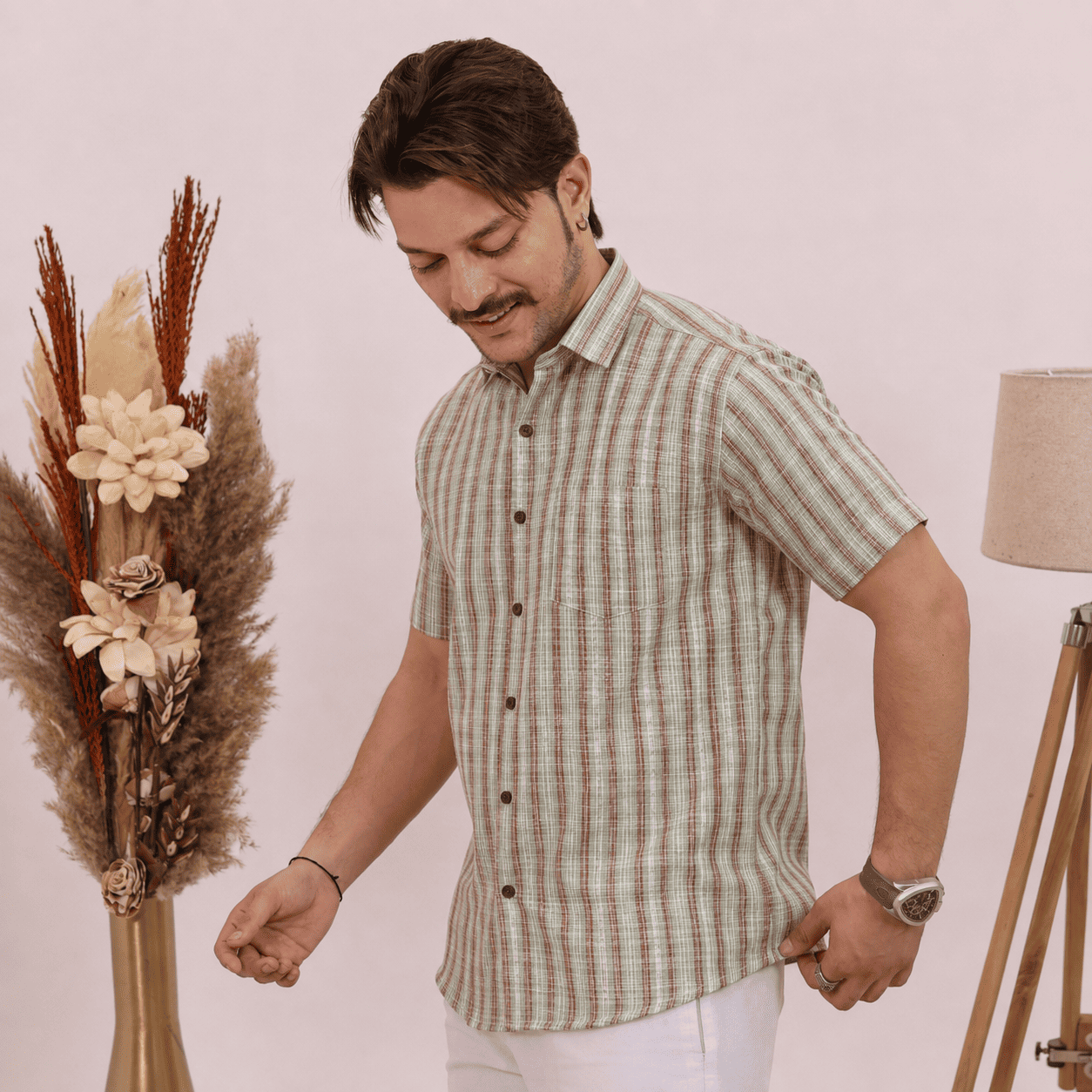 Rajwada Half Sleeves Shirt Green