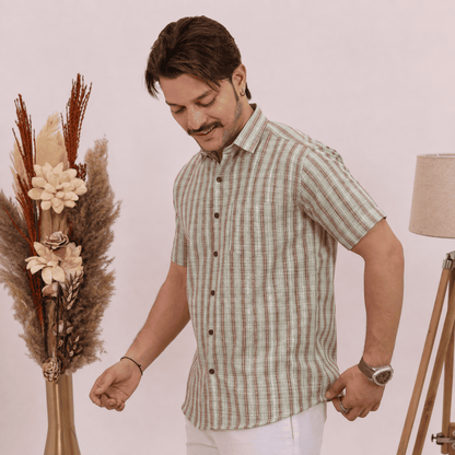 Rajwada Half Sleeves Shirt Green