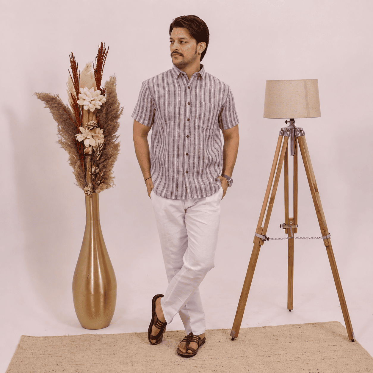 Rajwada Half Sleeves Shirt Purple