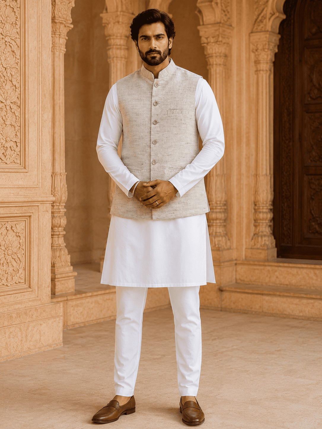 Grey Cotton Bhagalpur Modi Jacket | Kargham