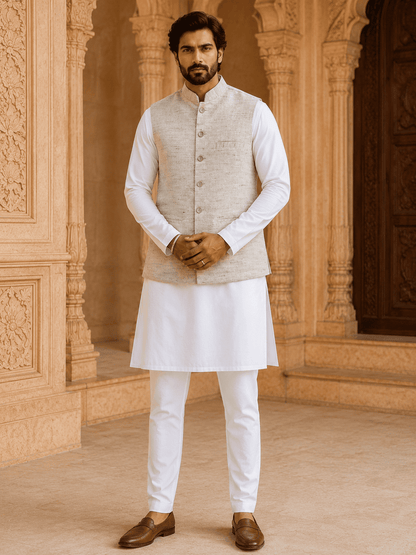 Grey Cotton Bhagalpur Modi Jacket | Kargham