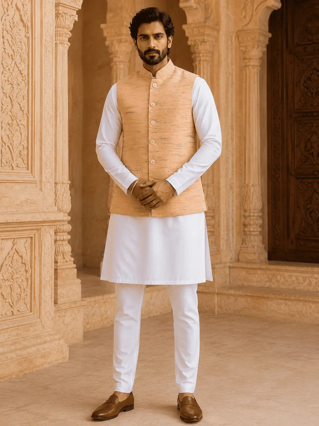 Orange Handloom Cotton Bhagalpur Jacket