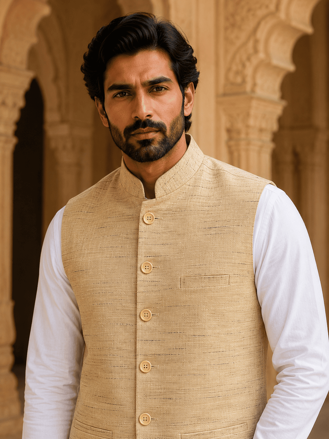 Brown Cotton Bhagalpur Modi Jacket | Kargham