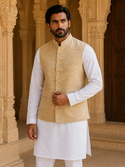 Brown Handloom Cotton Bhagalpur Jacket