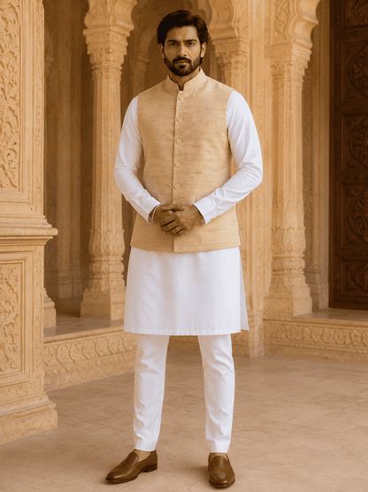 Brown Cotton Bhagalpur Modi Jacket | Kargham